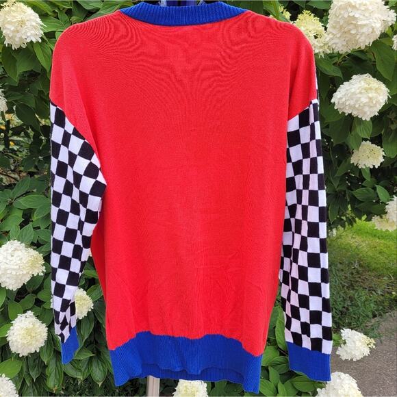 Love Moschino Race Theme Boop Babe Logo Sweater Stars Red Blue White size Small - Picture 3 of 16